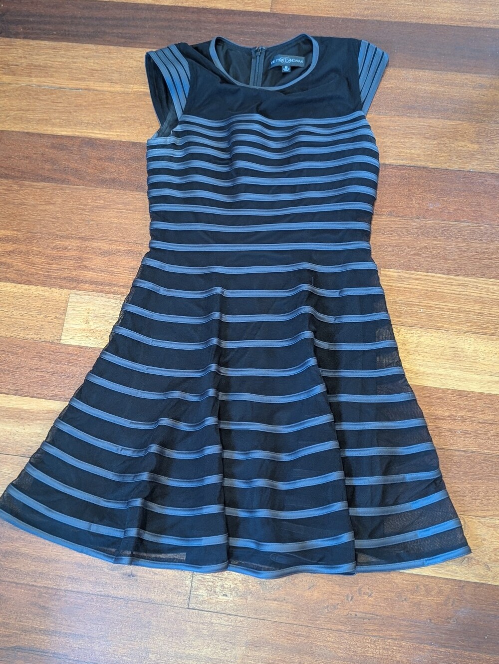 Betsy & Adam Black and Navy Striped Dress